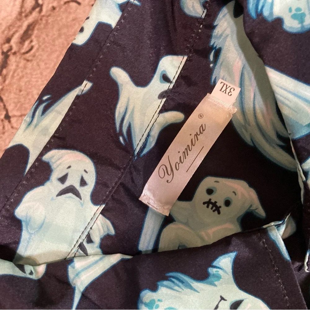 🎃🔥NWOT YOIMIRA man’s Halloween pattern short sleeve shirt. 3XL - Picture 5 of 8